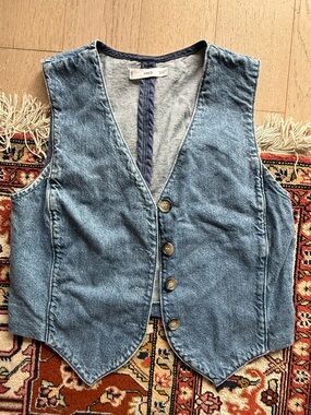 Mango Denim Blue Button-Front Vest